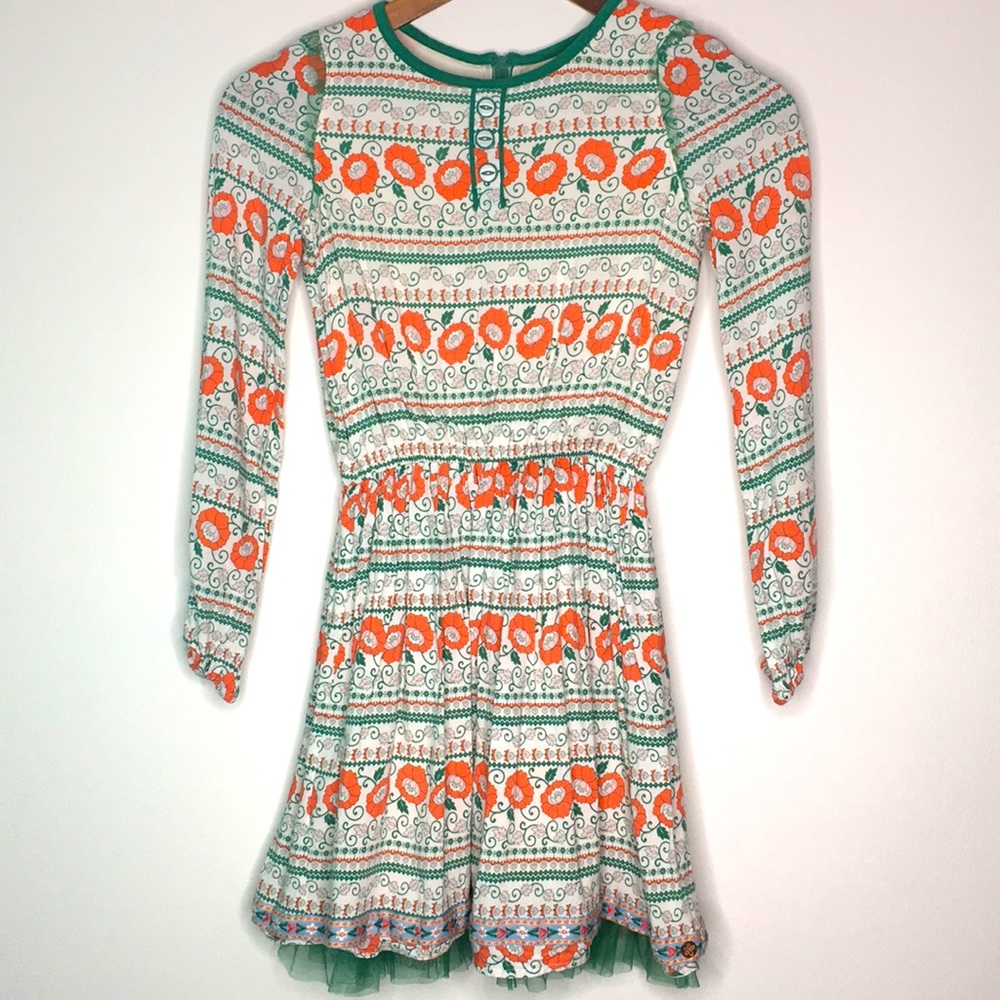 MATILDA JANE Spirited Song Orange & Green Dress 8